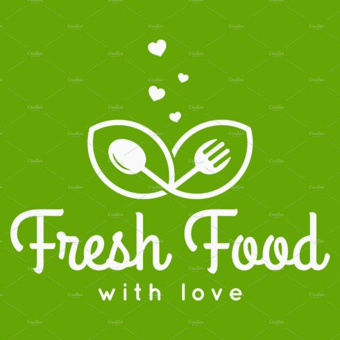 Fresh food logo. Fork and spoon. cover image.