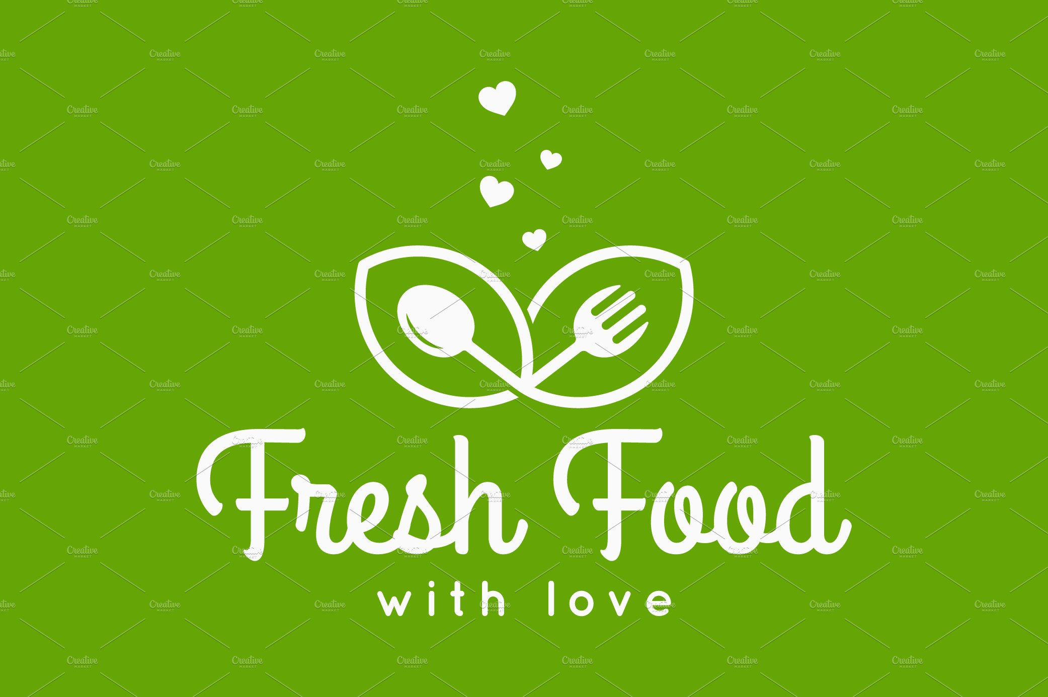 Fresh food logo. Fork and spoon. cover image.
