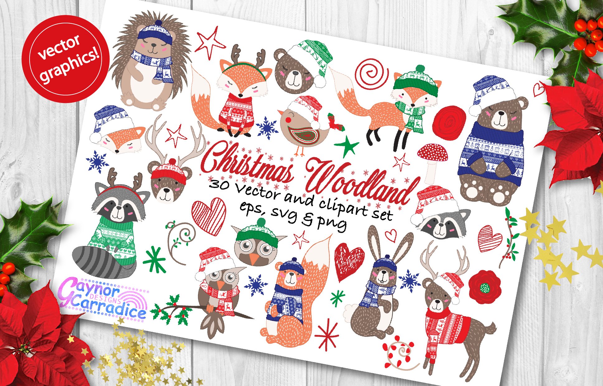 Christmas Woodland vector clipart cover image.
