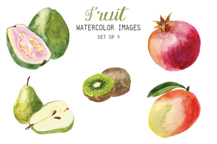 Watercolor Fruit Clipart cover image.