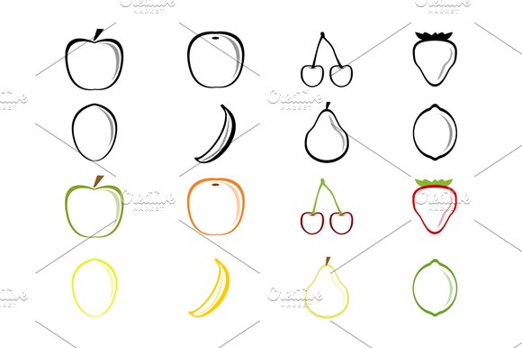 Fruit Vector shapes preview image.