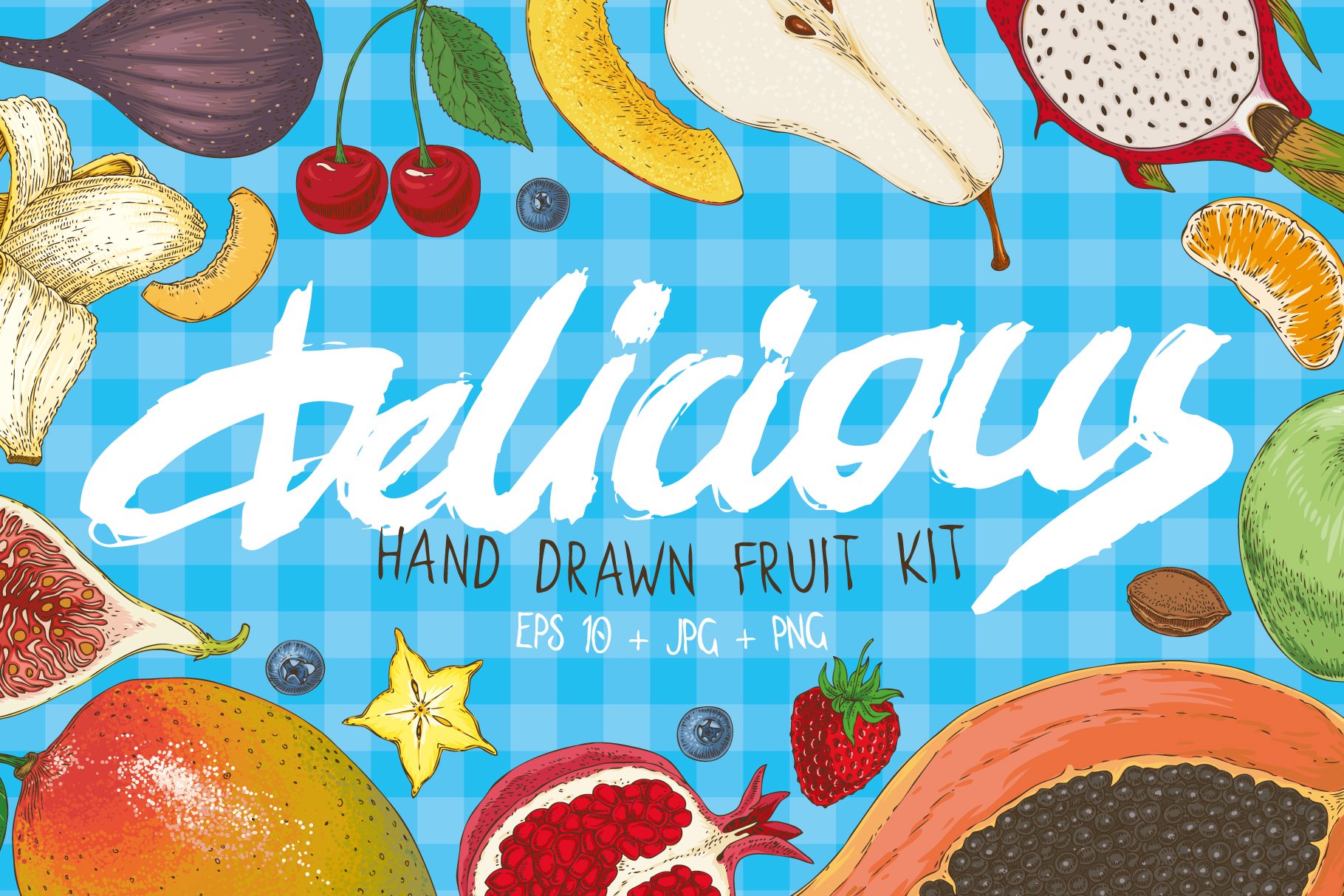 Delicious Hand Drawn Fruit Kit cover image.