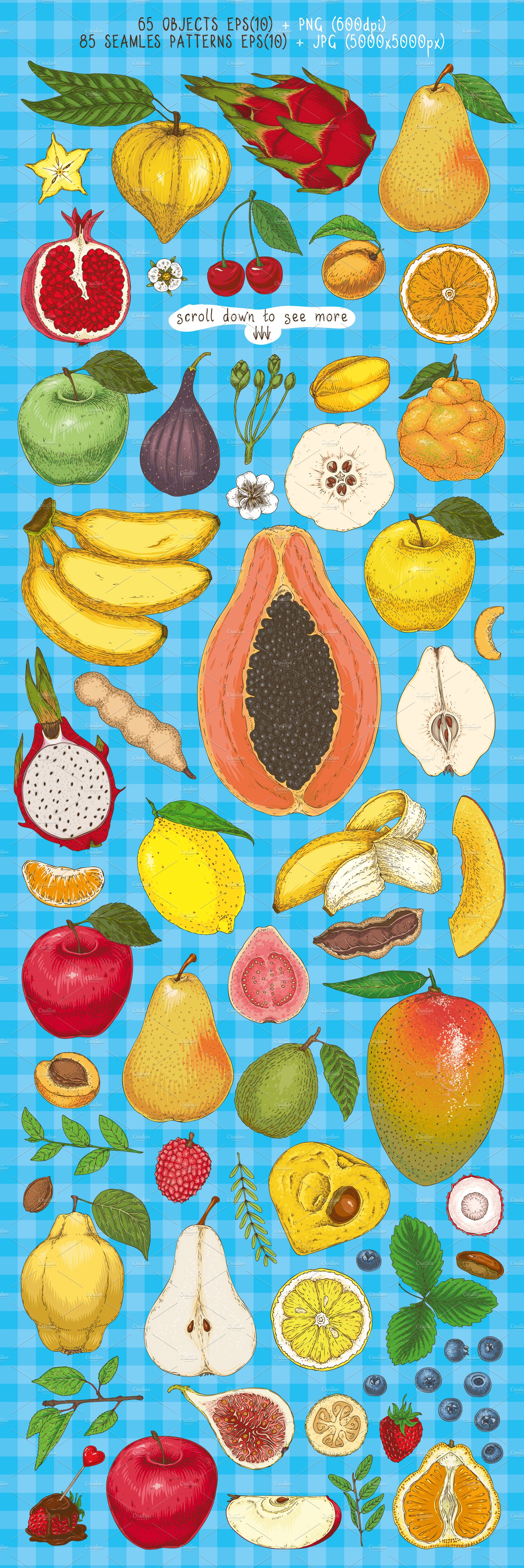 Delicious Hand Drawn Fruit Kit preview image.