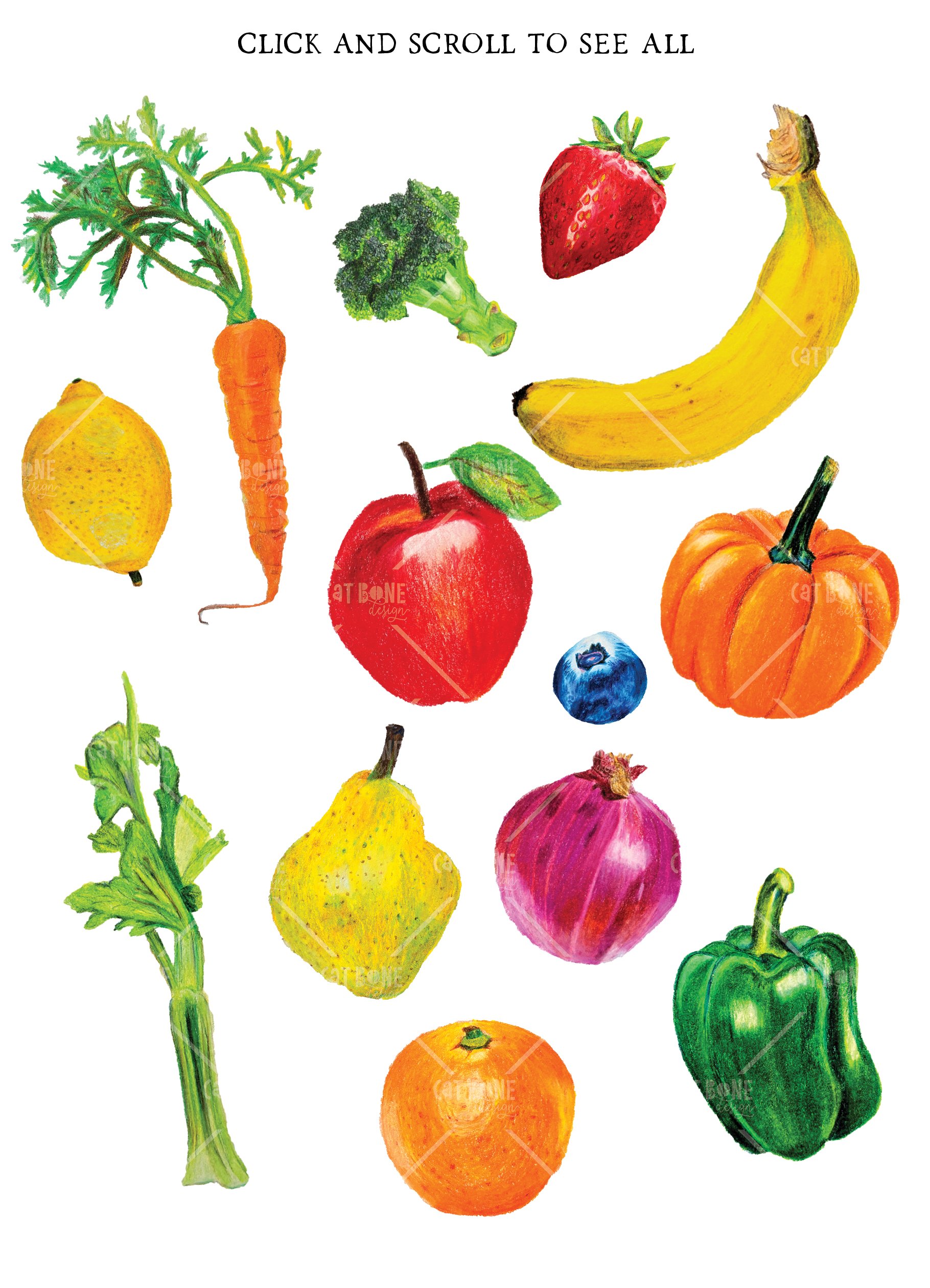 Hand-Drawn Produce preview image.