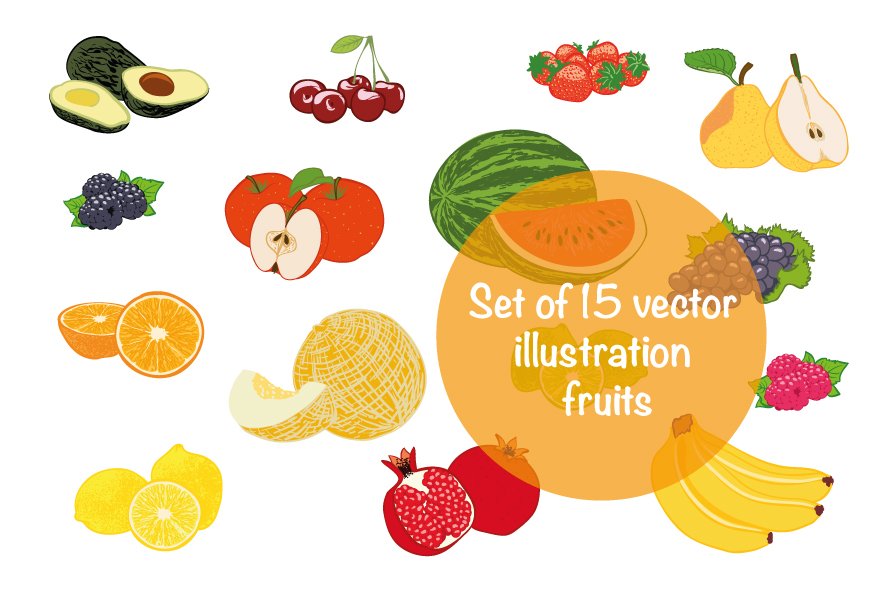 Vector illustration fruits cover image.