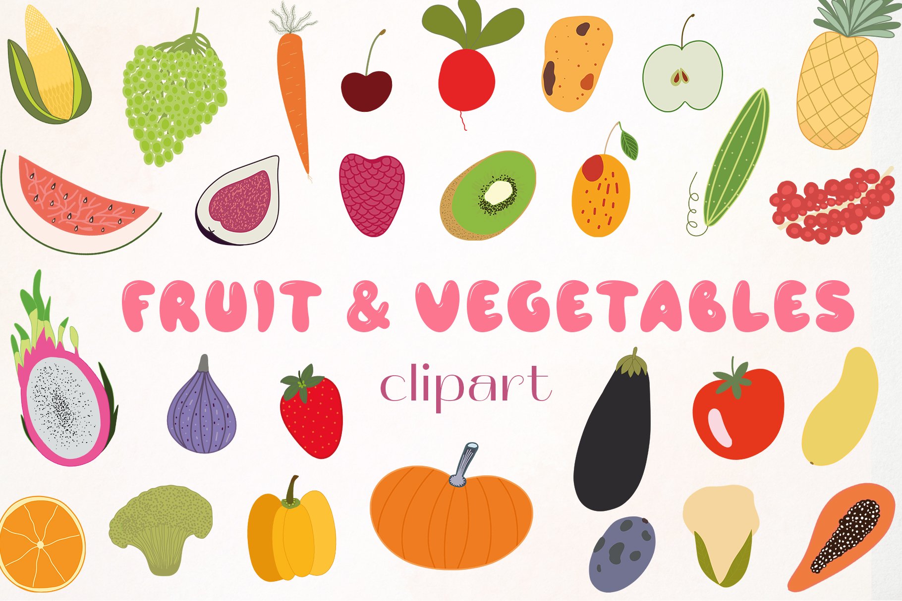 Fruit & Vegetables clipart Vector cover image.