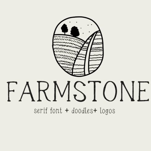 Farmstone Rustic serif font. Doodles cover image.