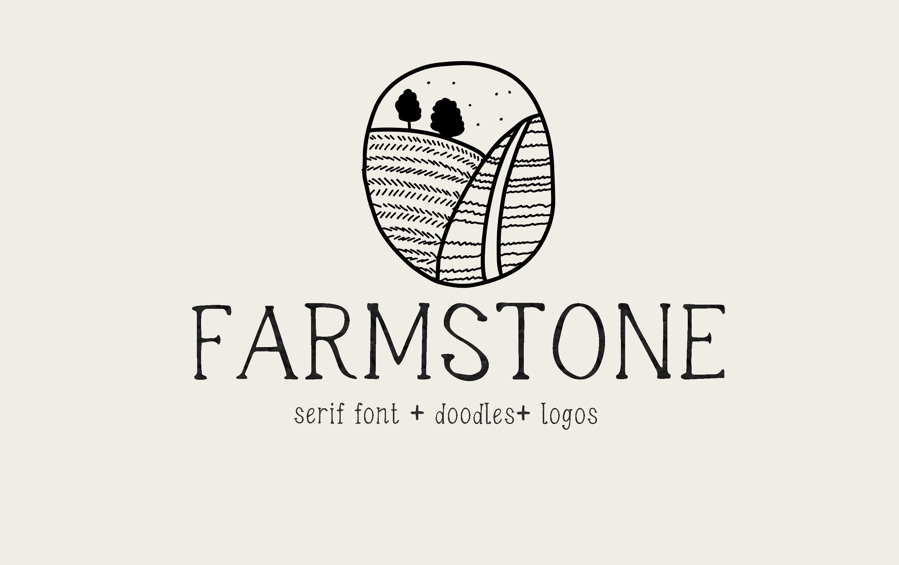 Farmstone Rustic serif font. Doodles cover image.