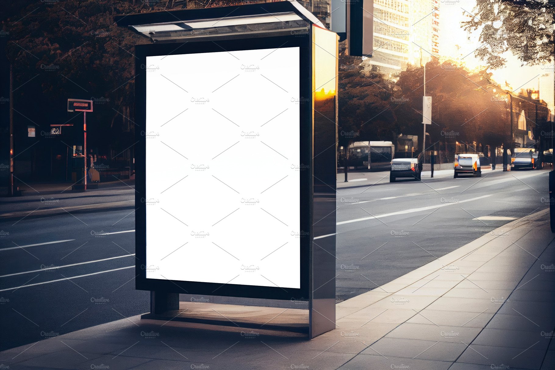 Blank mock up of vertical street poster billboard, in the center cover image.