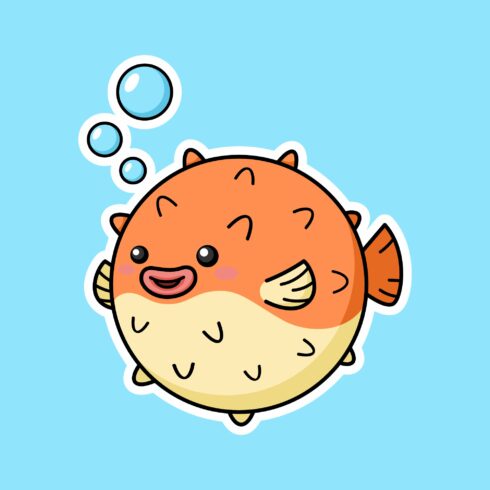 Cute Fugu Puffer Fish Sticker cover image.