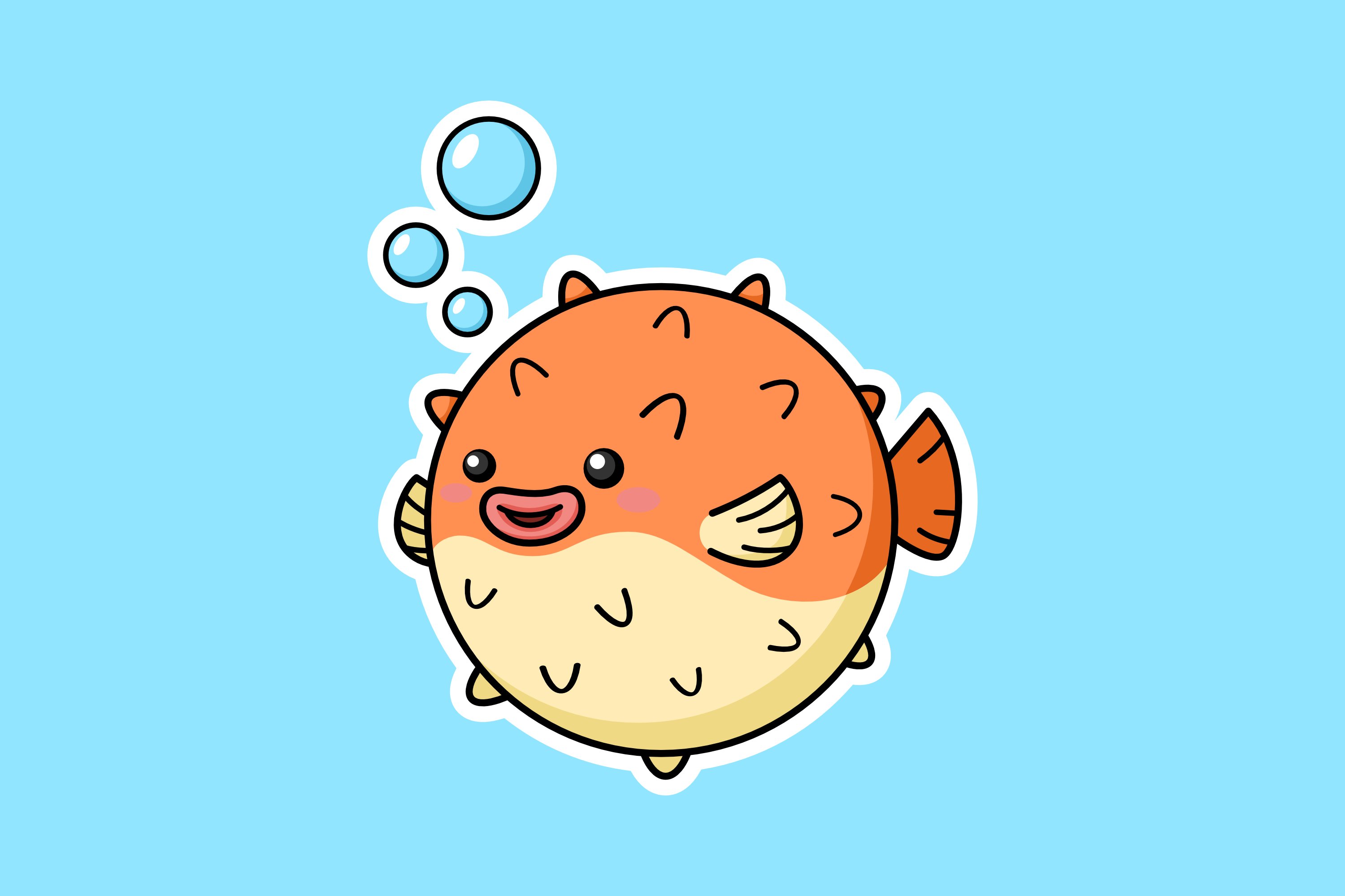 Cute Fugu Puffer Fish Sticker cover image.
