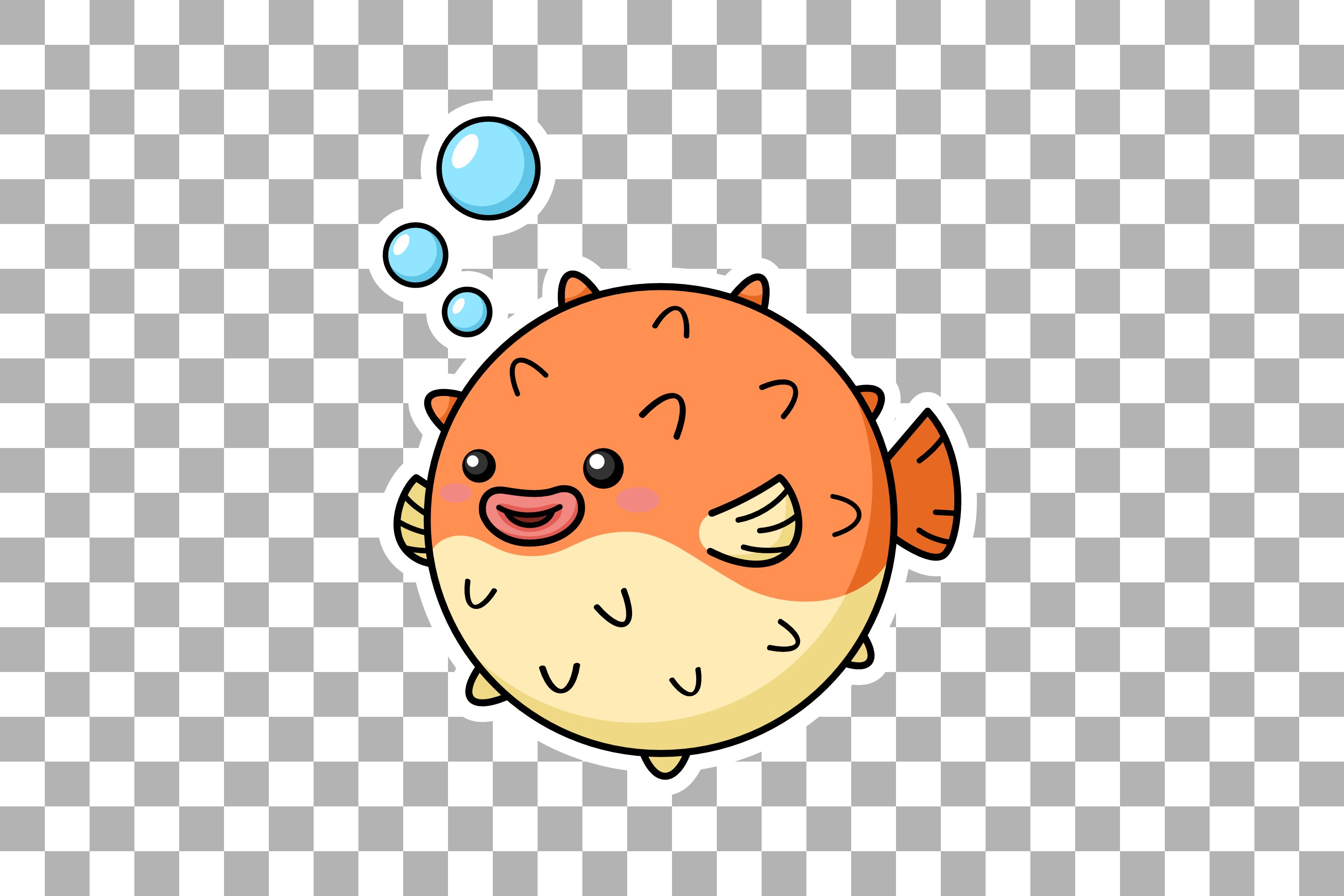 Cute Fugu Puffer Fish Sticker preview image.
