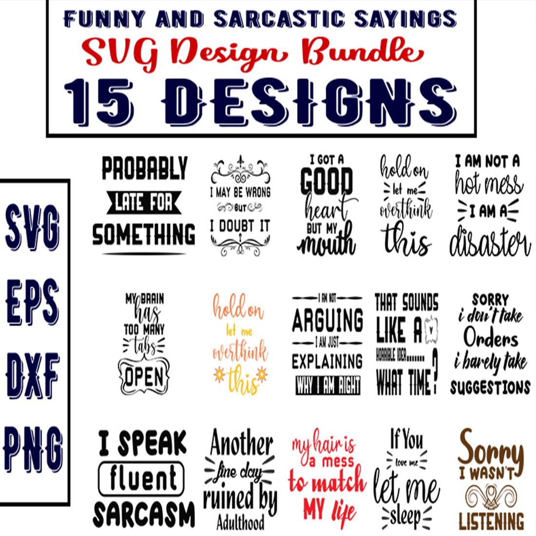 Funny and Sarcastic Sayings Bundle preview image.