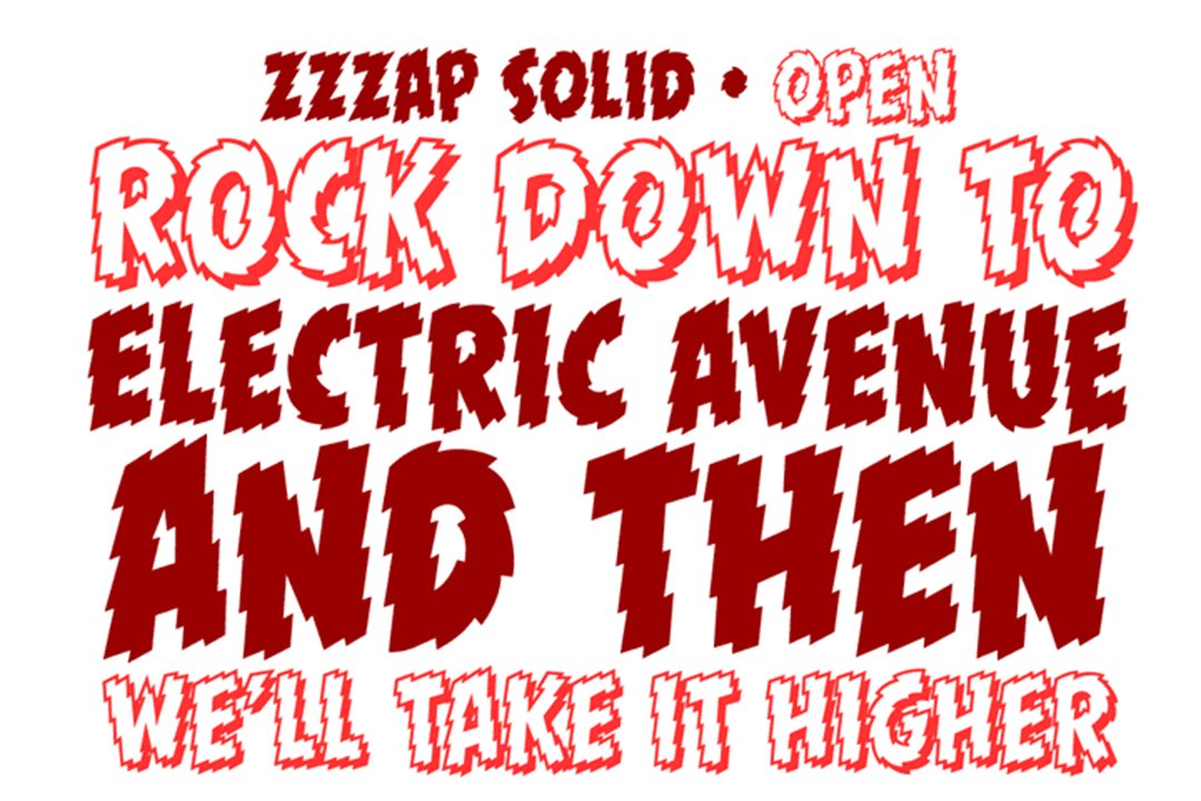 ZZZAP electric shock comicbook font preview image.