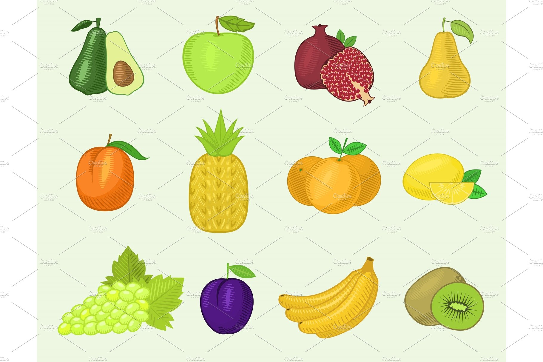 Fruits vegetables vector healthy cover image.
