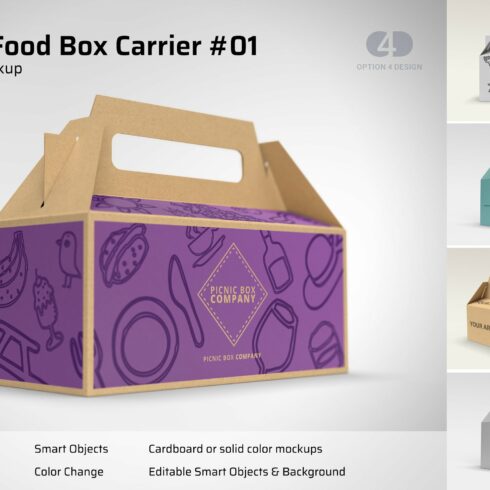 Gable Food Box Carrier Mockup #01 cover image.