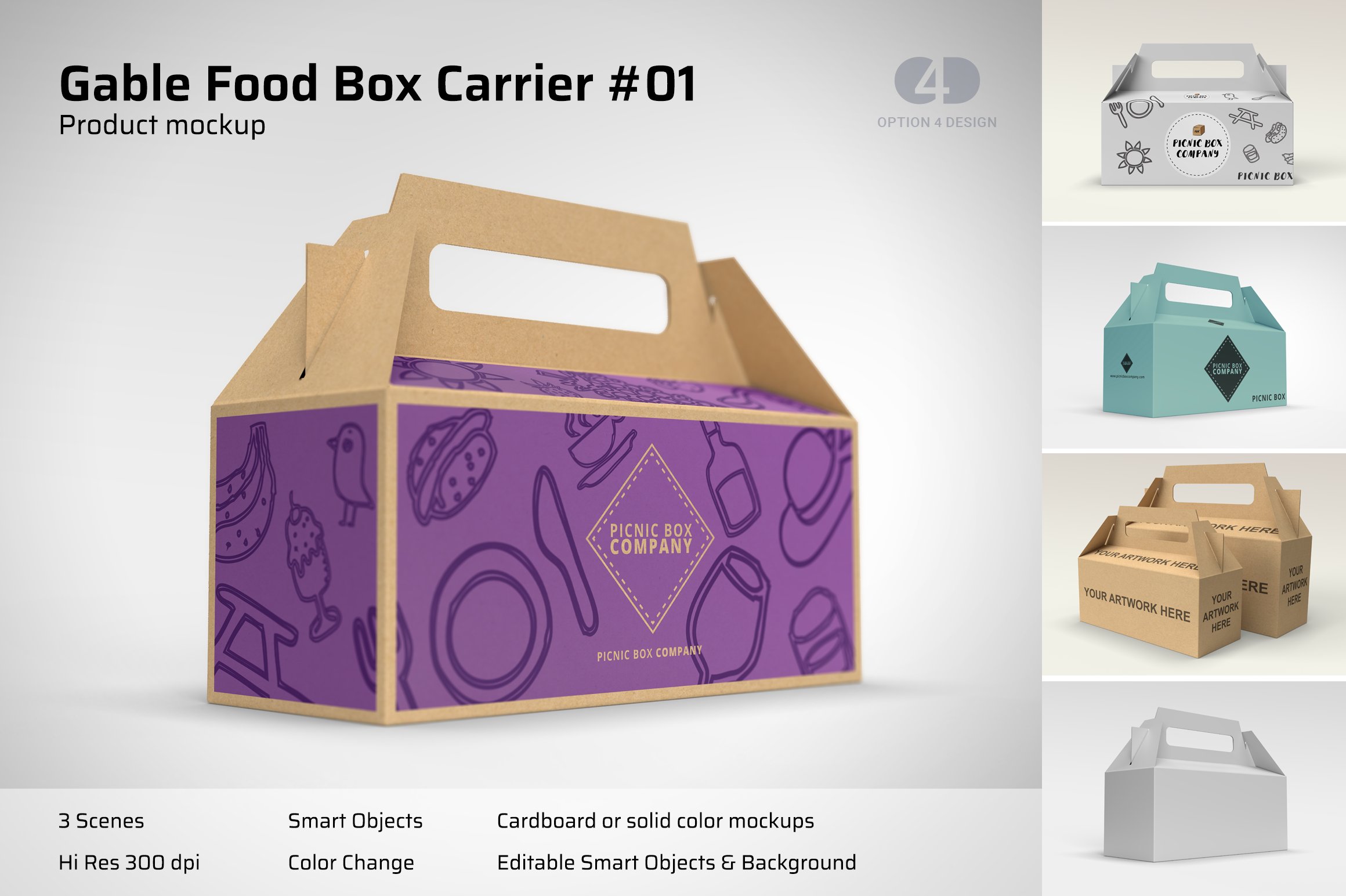 Gable Food Box Carrier Mockup #01 cover image.
