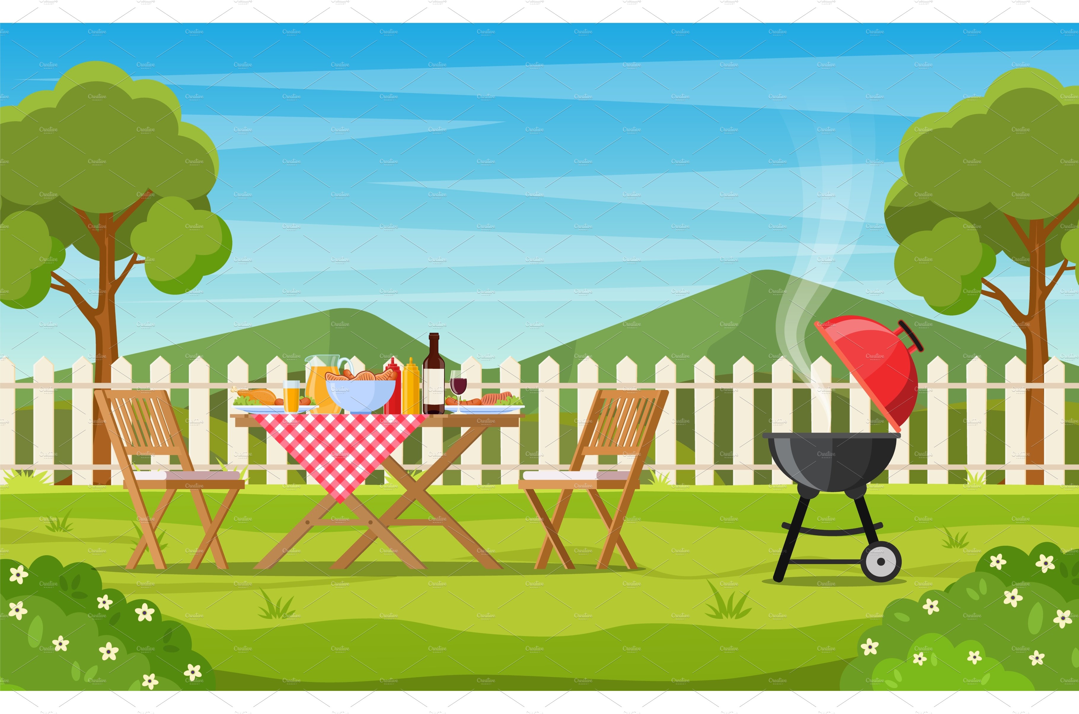 Barbecue party in the backyard with cover image.
