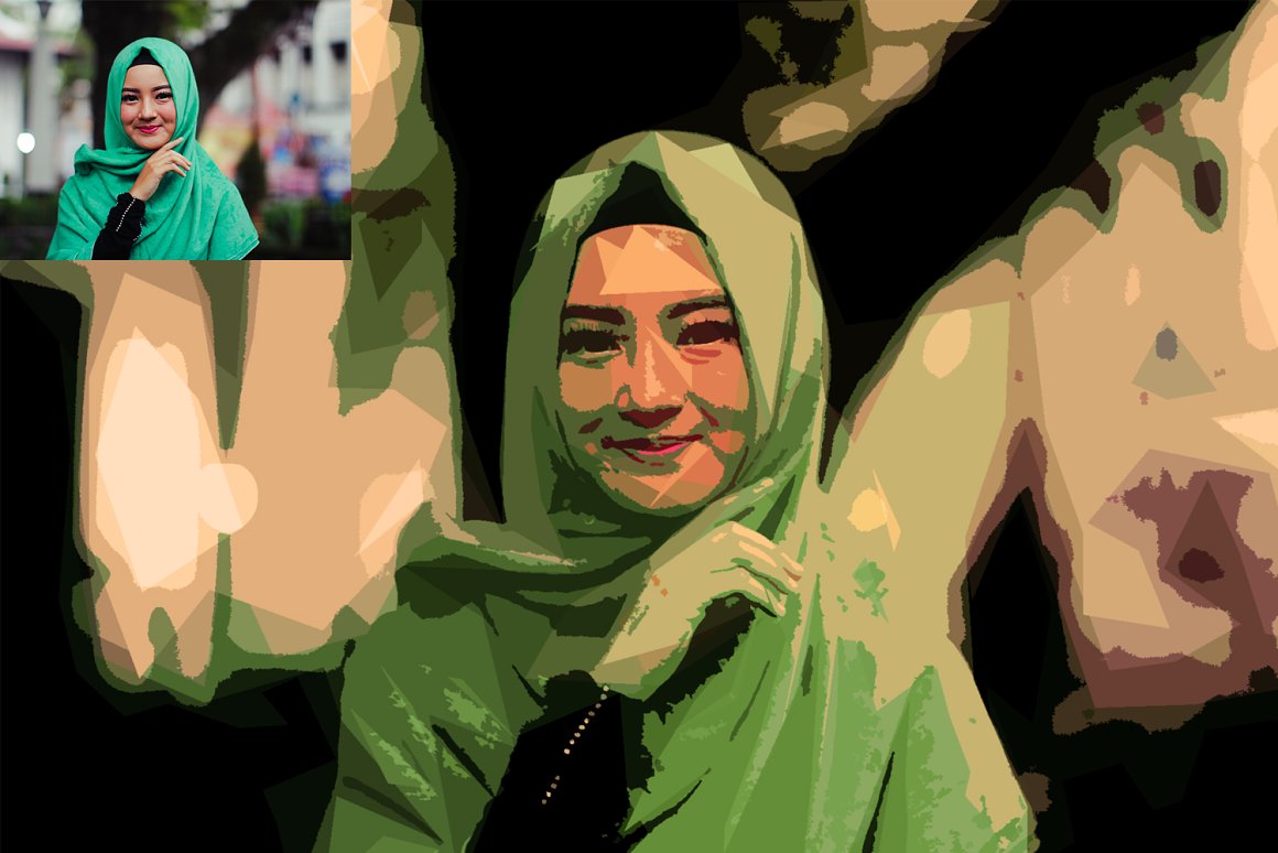 Woman in a green hijab is smiling.