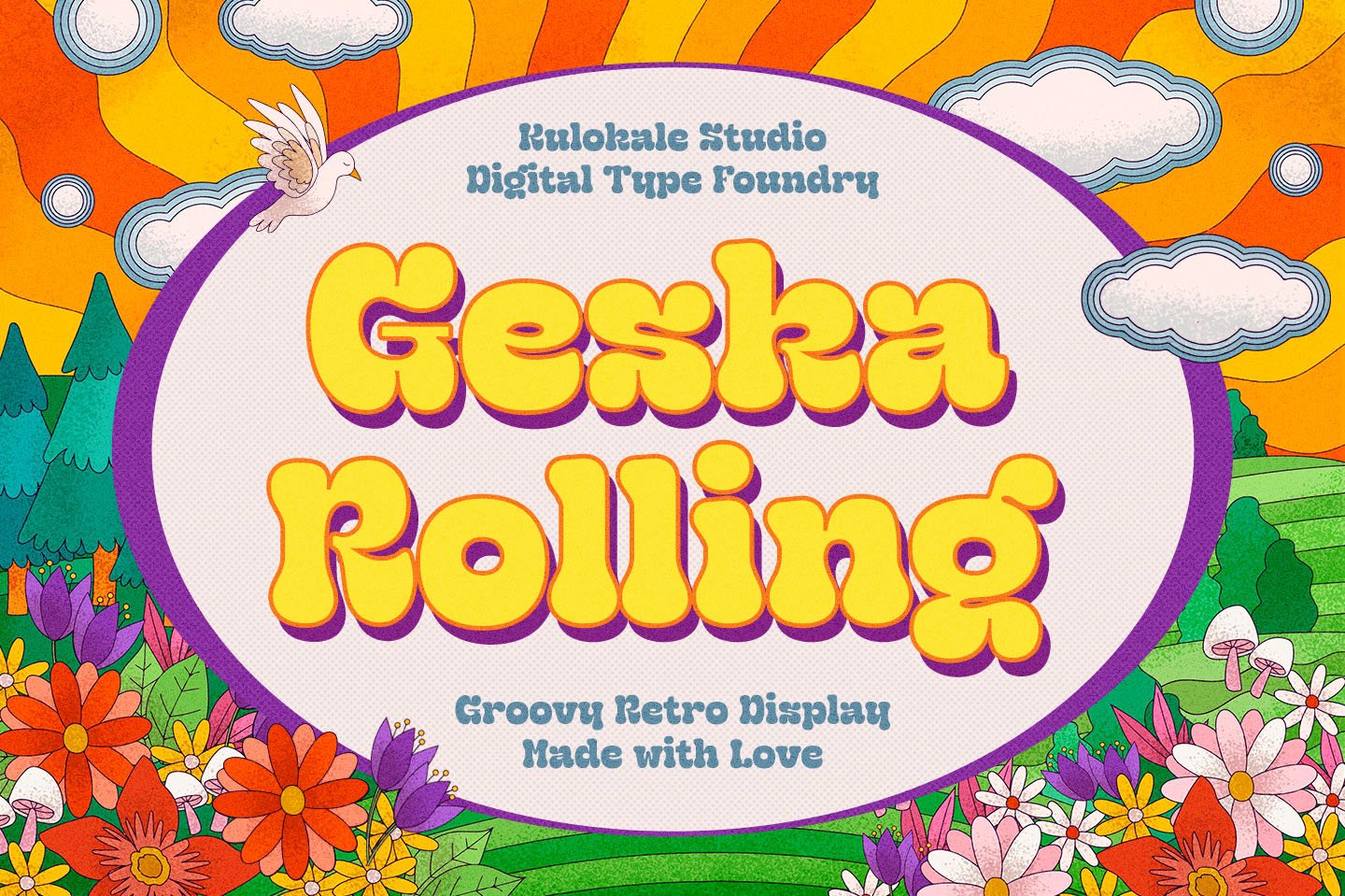 Geska Rolling - Groovy Retro Font cover image.