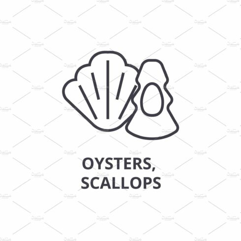 oysters, scallops line icon, outline sign, linear symbol, vector, flat illu... cover image.