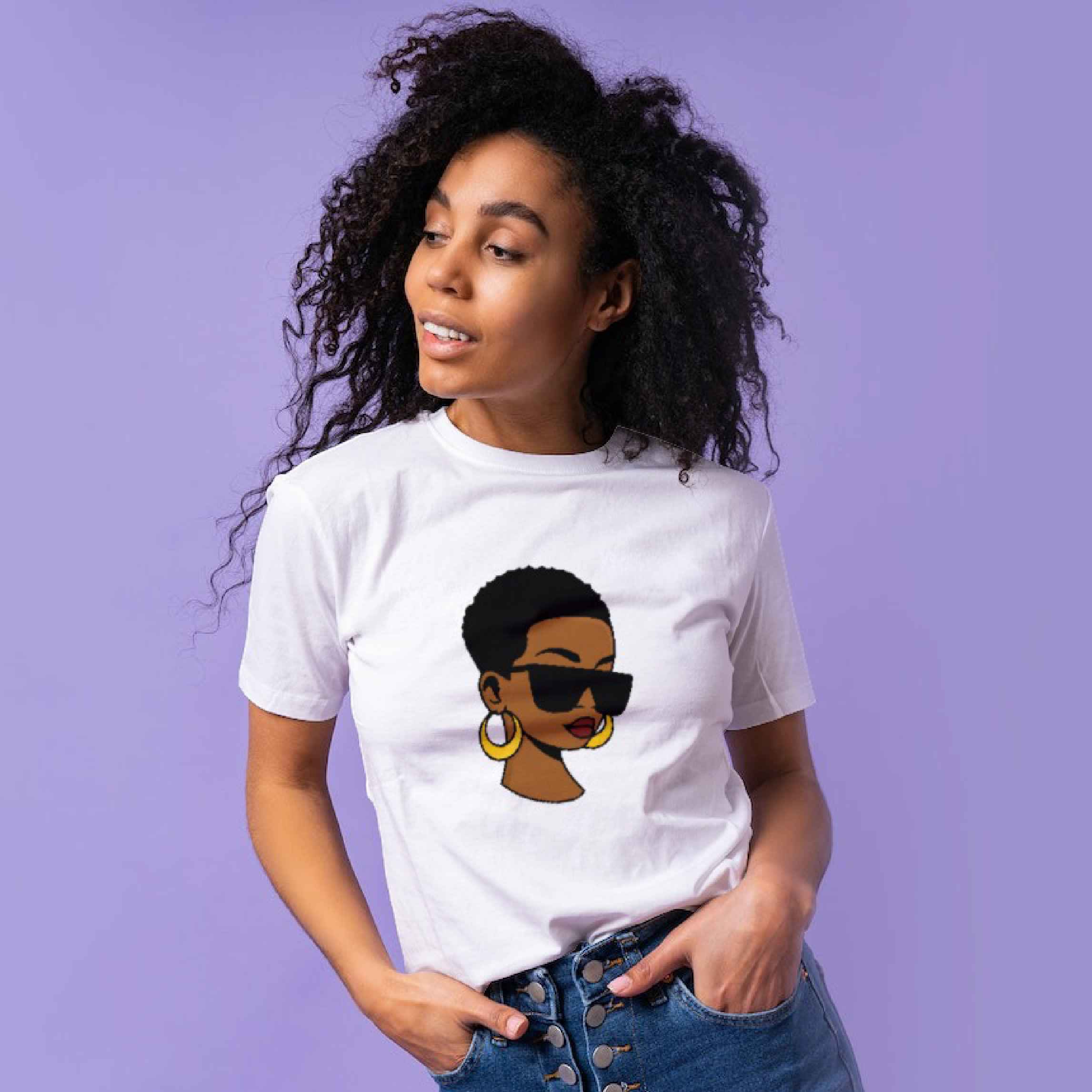 Black Woman T-Shirt Design ( SVG -PNG - JPG - EPS ) Included preview image.