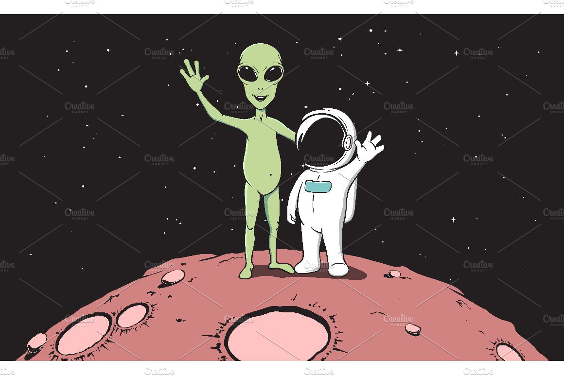 Friendship of astronaut and alien cover image.