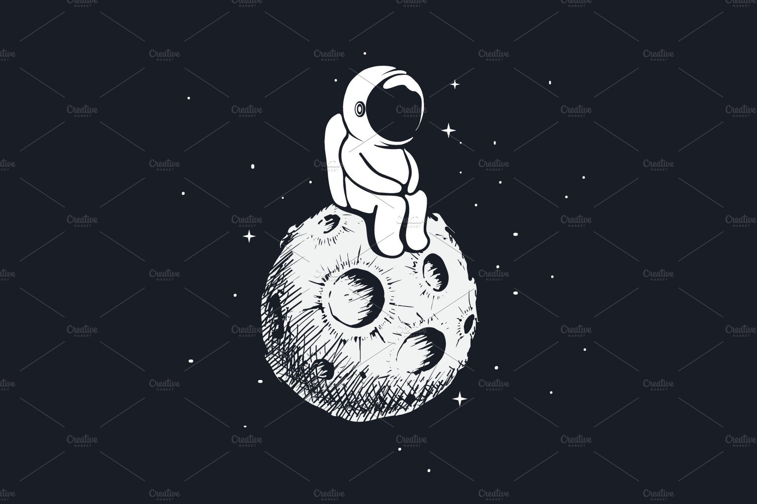 Cute astronaut sits on Moon cover image.