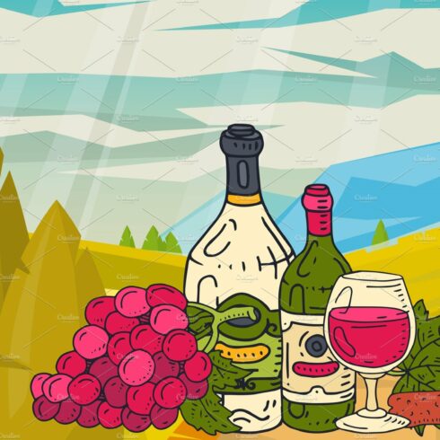 Wine table with snacks mountains cover image.
