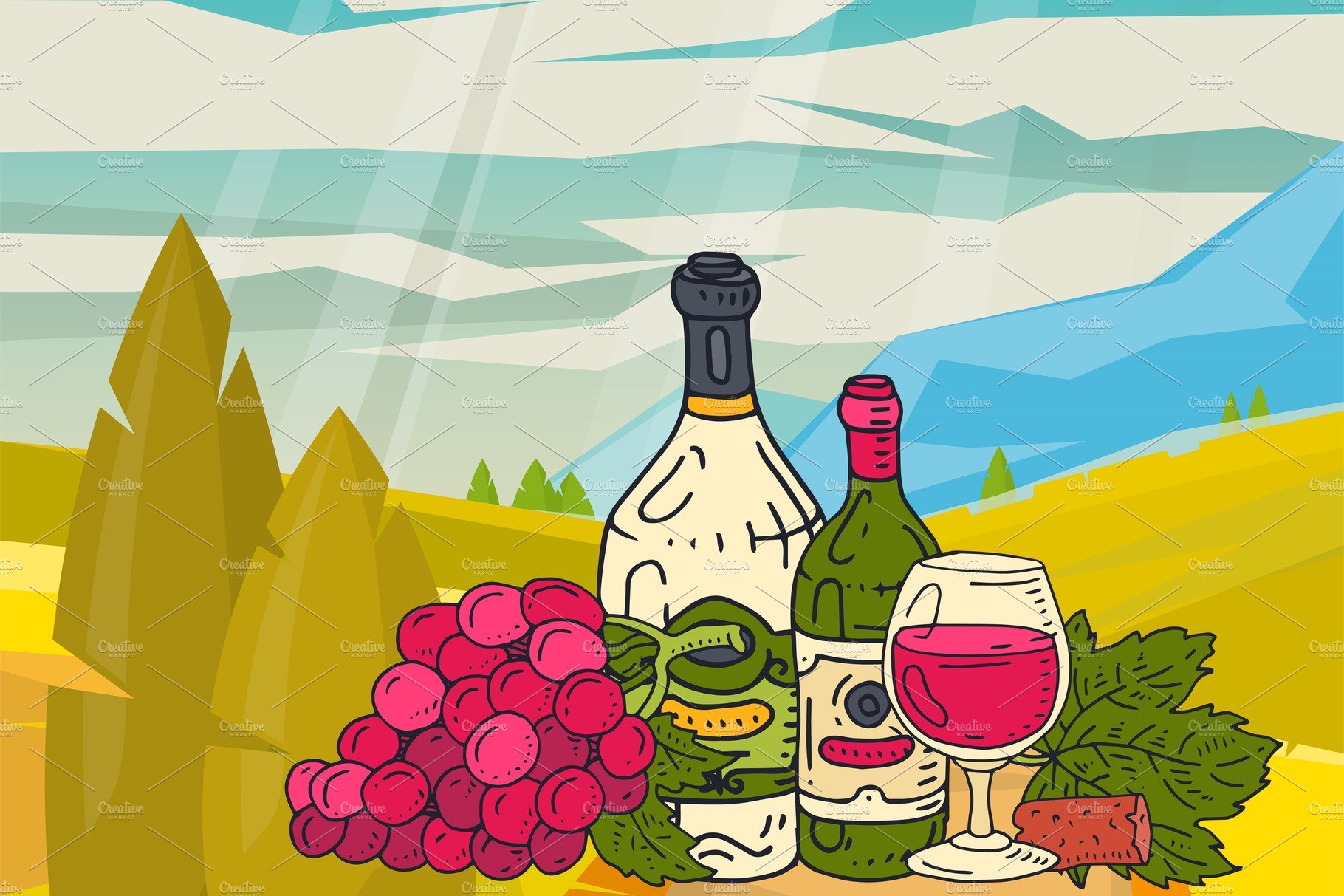 Wine table with snacks mountains cover image.