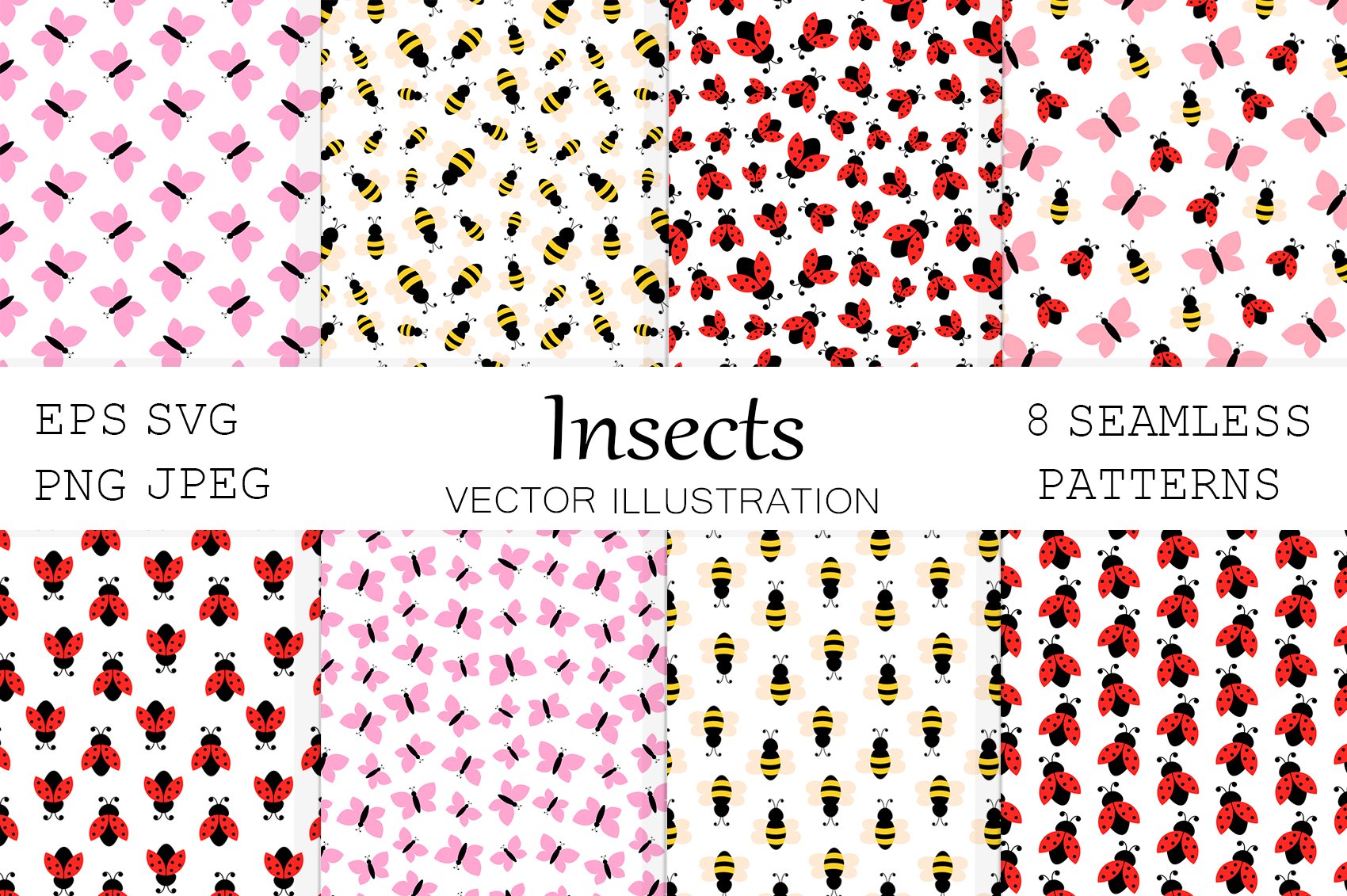 Bee pattern. Ladybug pattern cover image.