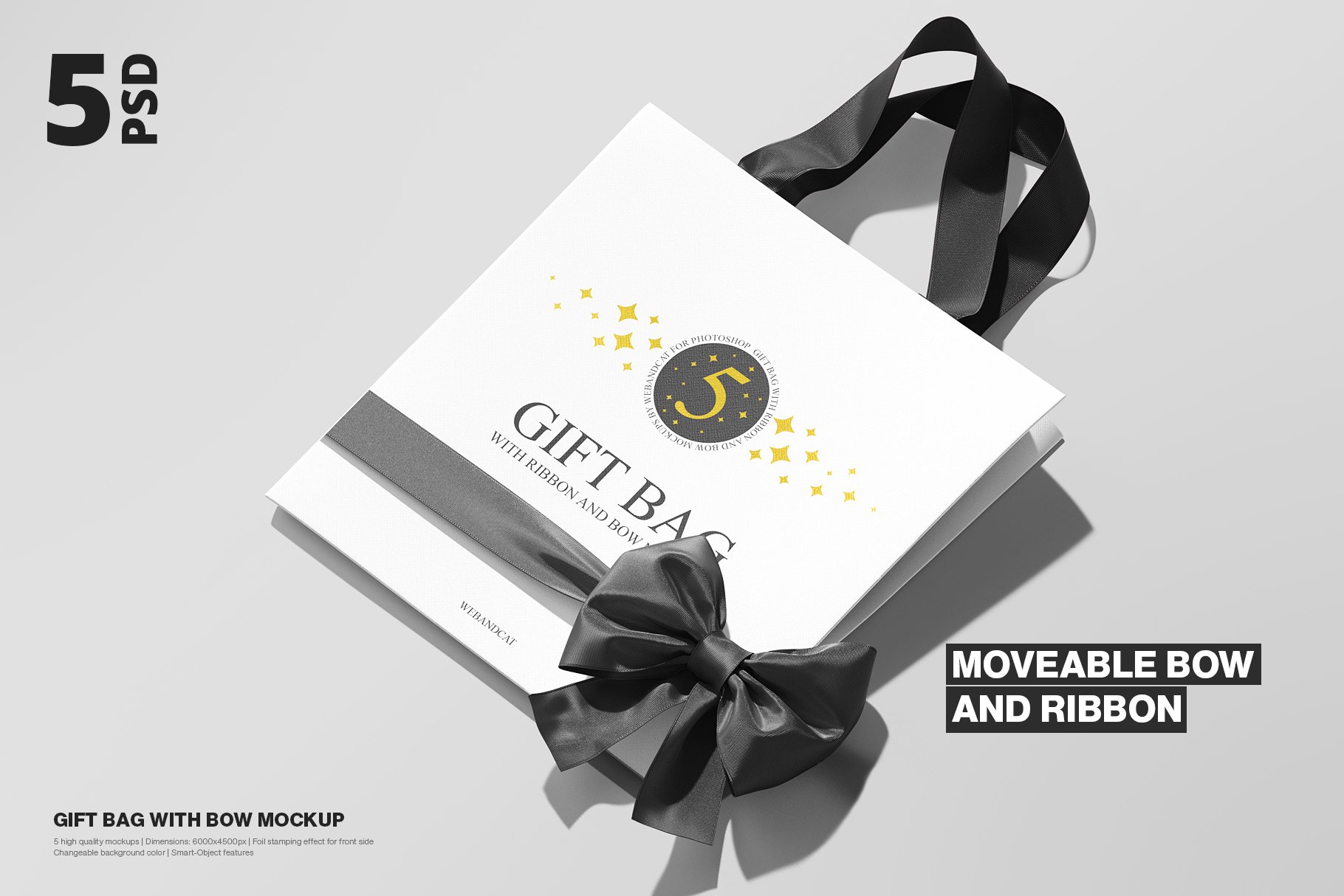 Gift Bag Mockup with Ribbon and Bow cover image.