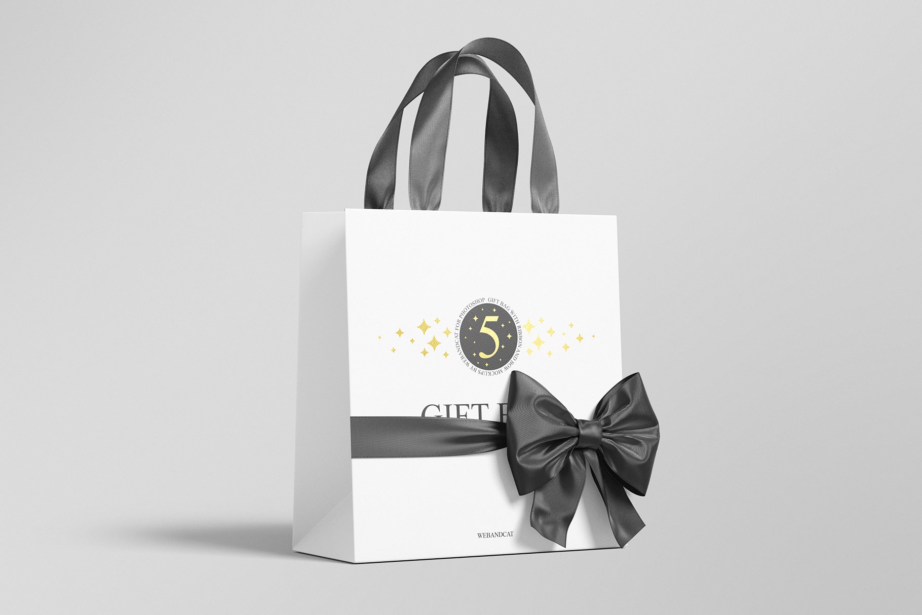 gift bag with ribbon and bow mockup 10 854