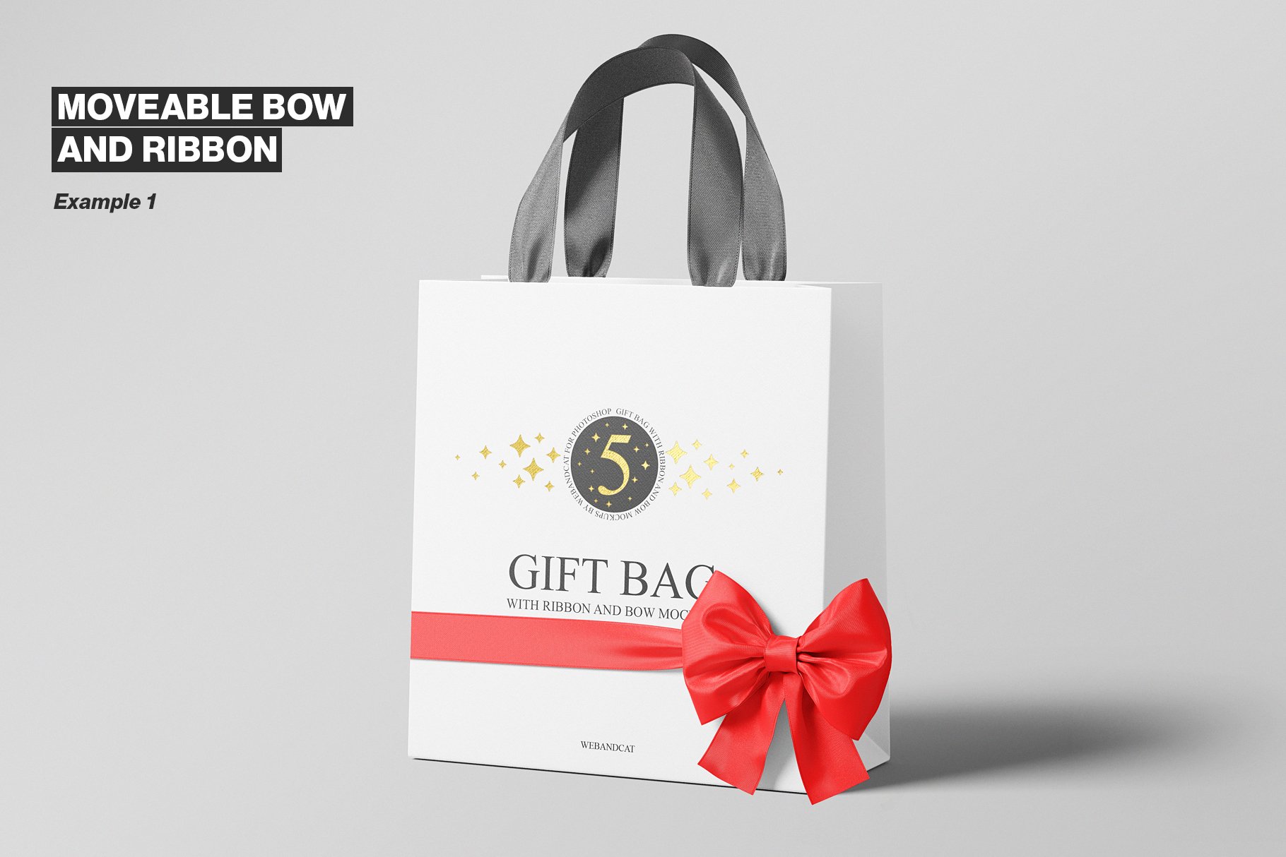 gift bag with ribbon and bow mockup 8 11