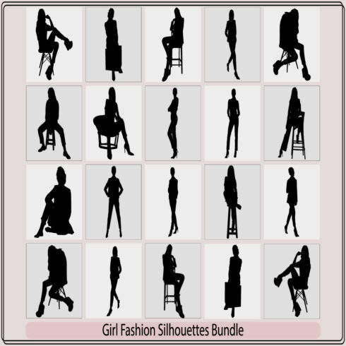 Color illustration of a fashionable girl,silhouette fashion girls,girls fashion illustration design graphics,Silhouettes of Fashion women on white background cover image.