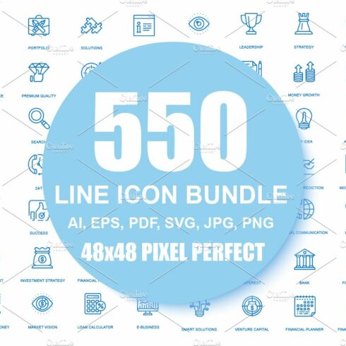 550 Line Icons Bundle cover image.