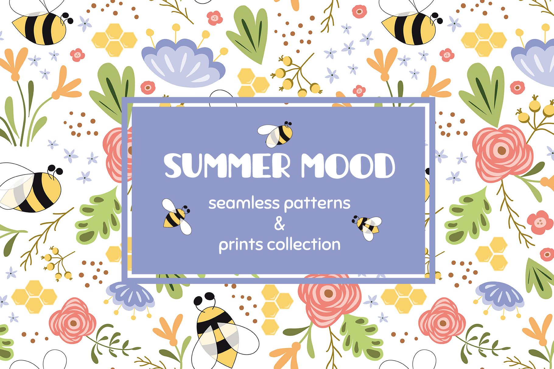 Summer Bee Patterns & Elements cover image.