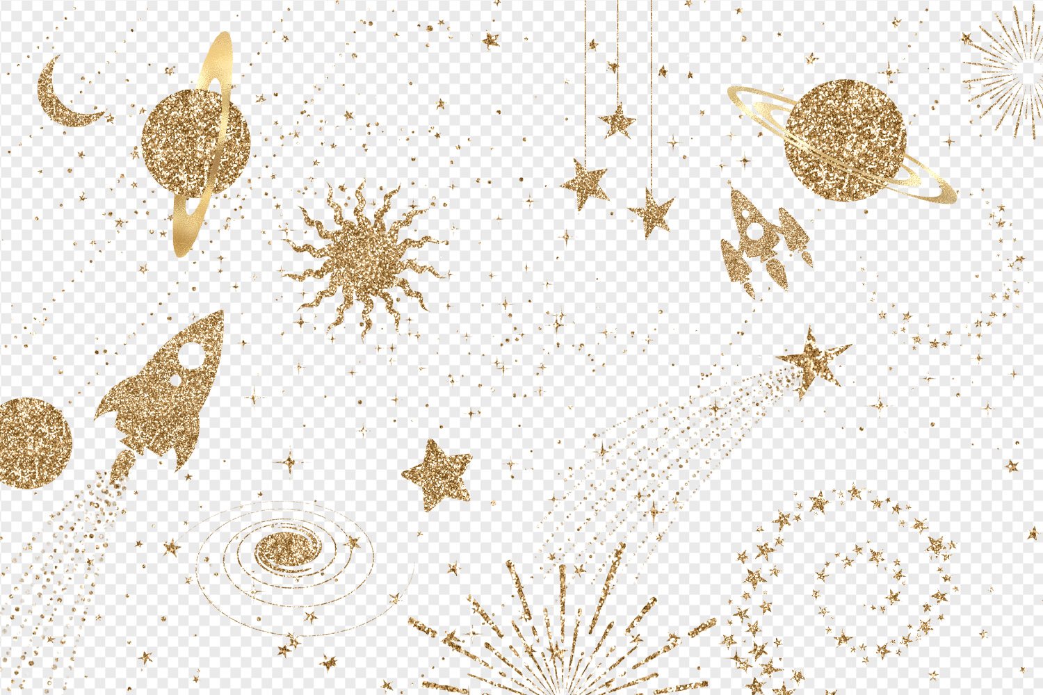 Gold Glitter Space Clipart preview image.