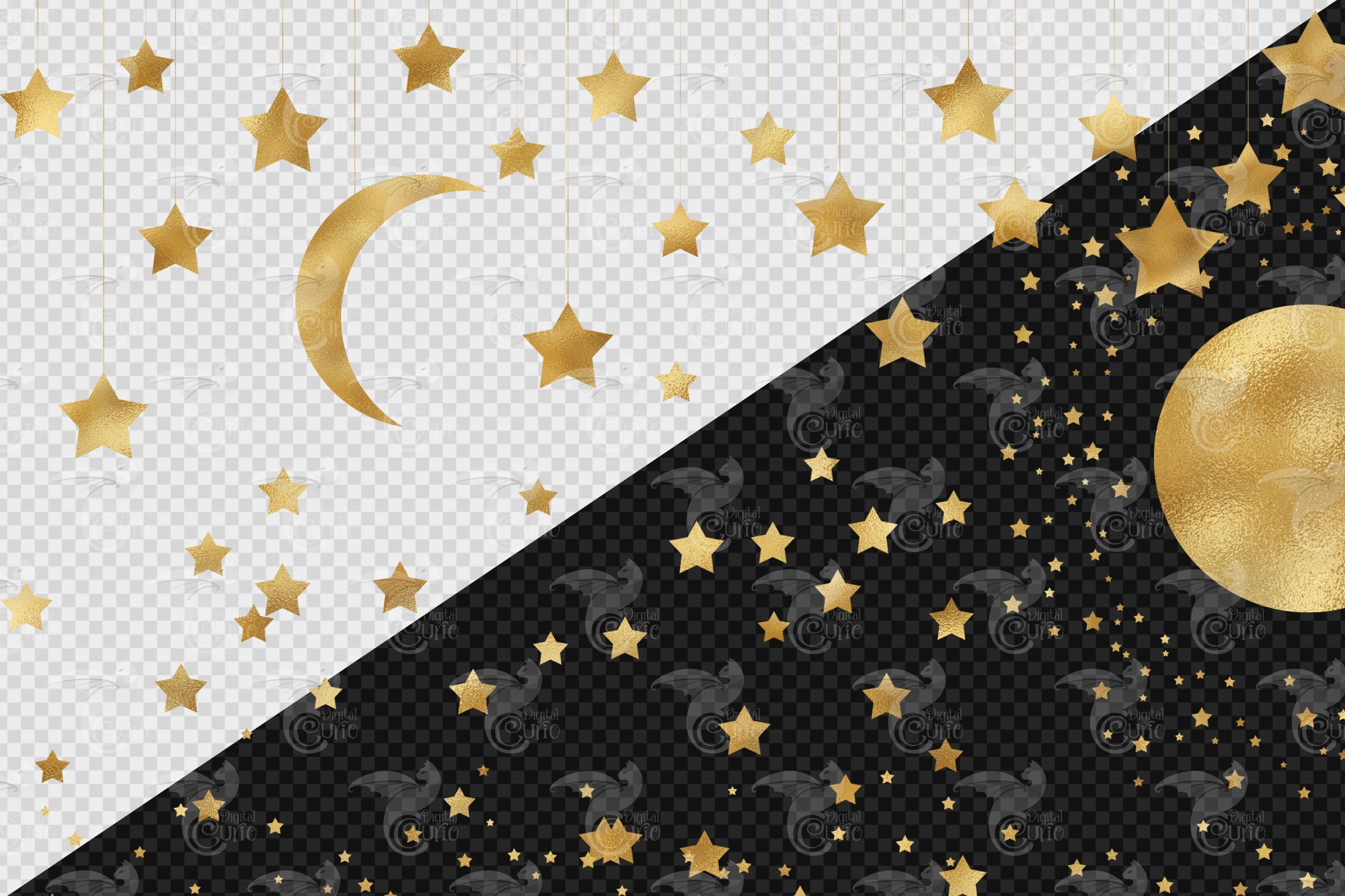 Gold Stars Clipart preview image.