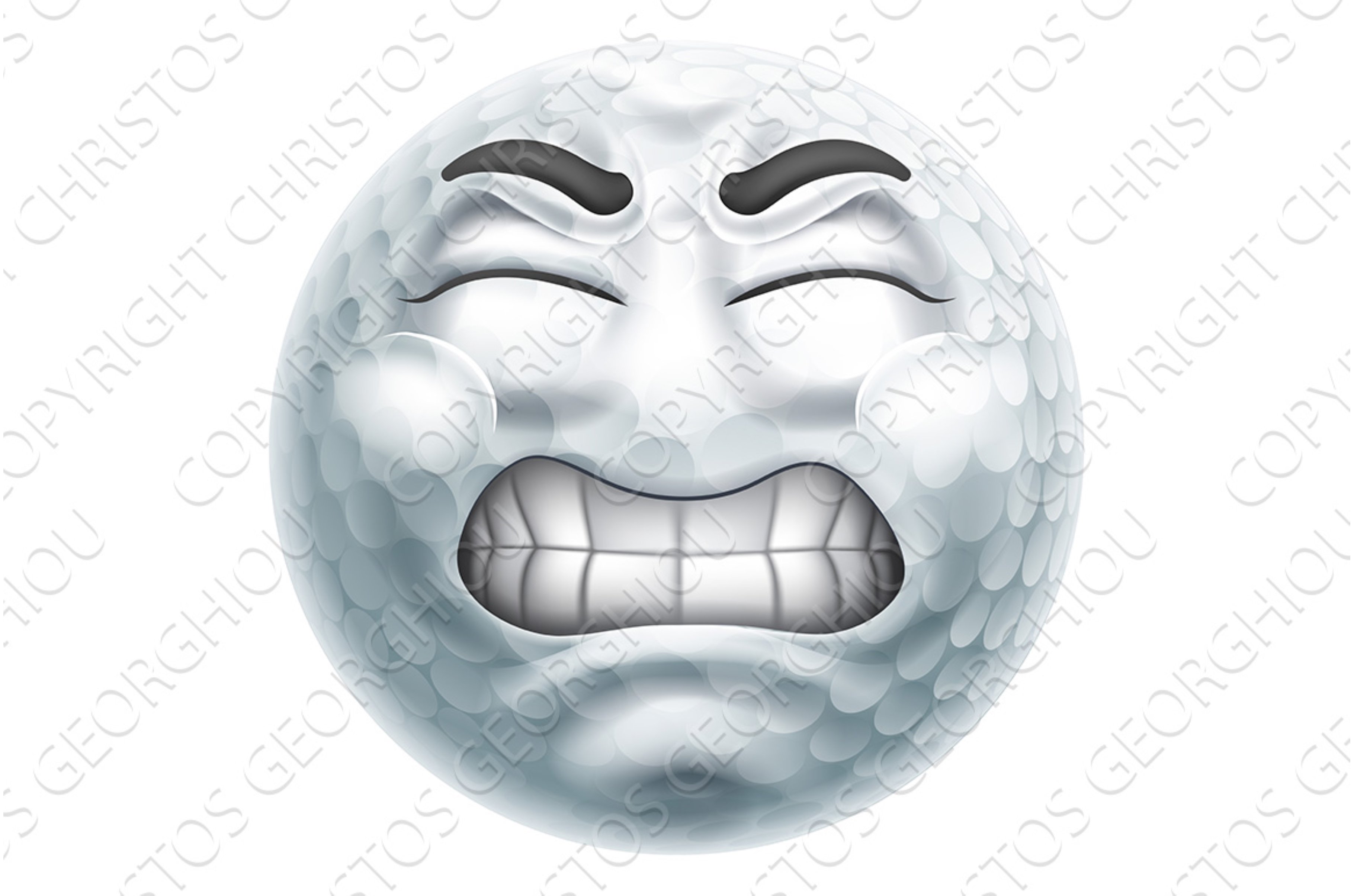 Angry Mad Golf Ball Hate Emoticon cover image.