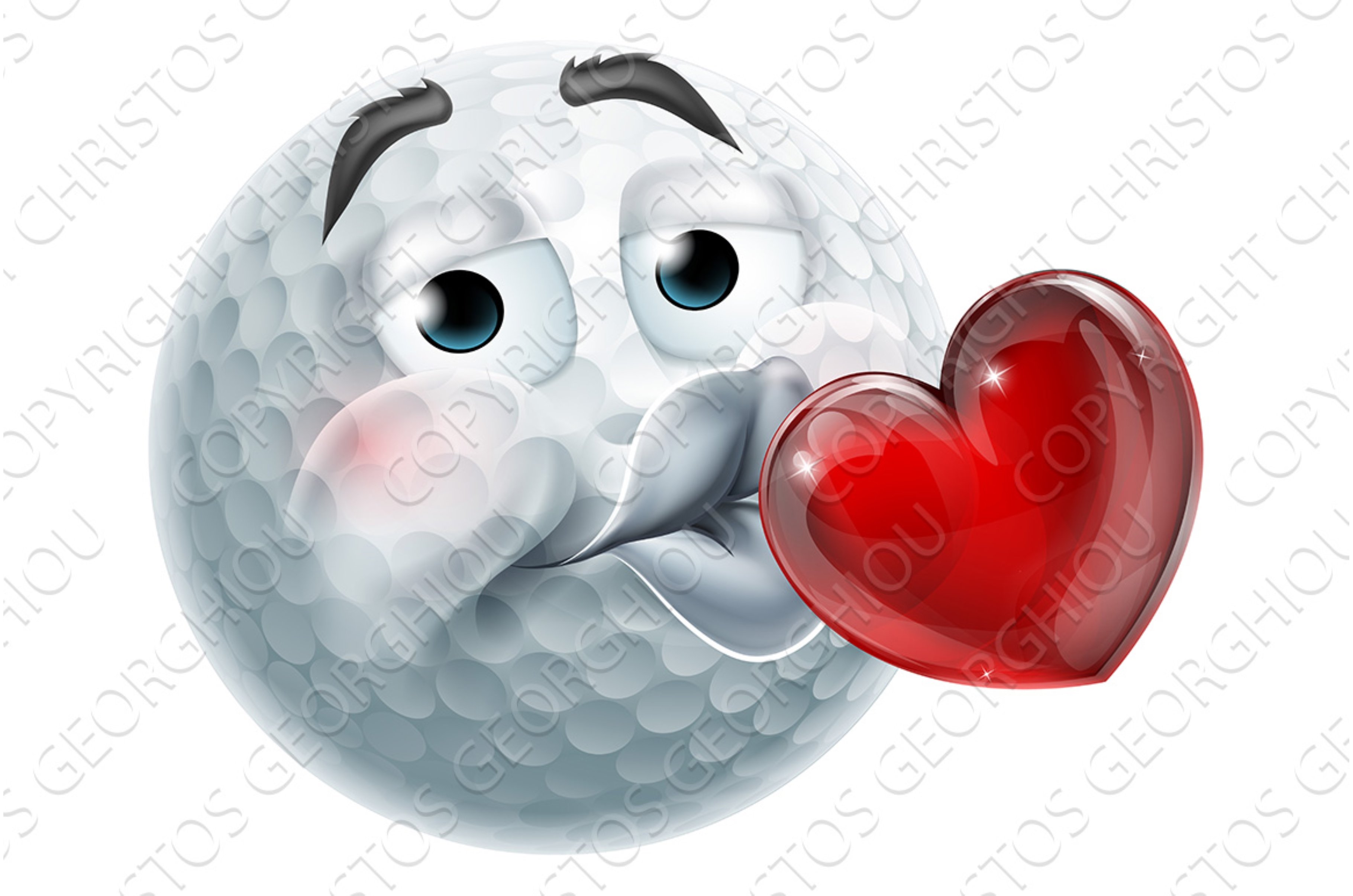 Golf Ball Kissing Heart Emoticon cover image.