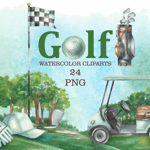 Golf watercolor clipart cover image.