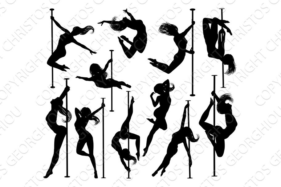 Pole Dancer Women Silhouettes Set cover image.