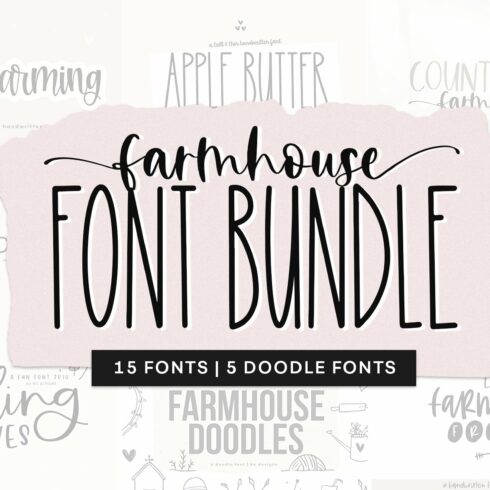 Farmhouse Font Bundle | 20 Fonts cover image.