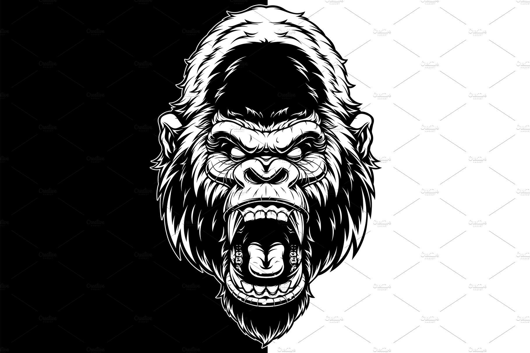 Ferocious gorilla head cover image.