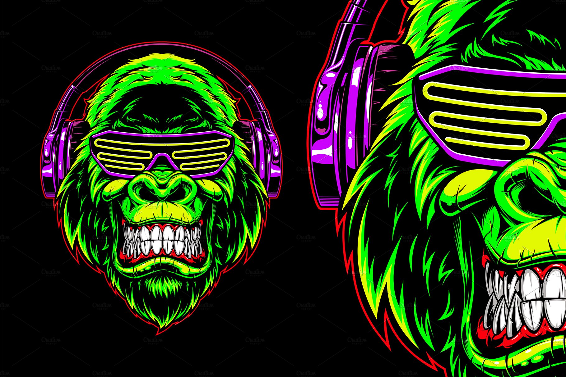 Gorilla with headphones cover image.