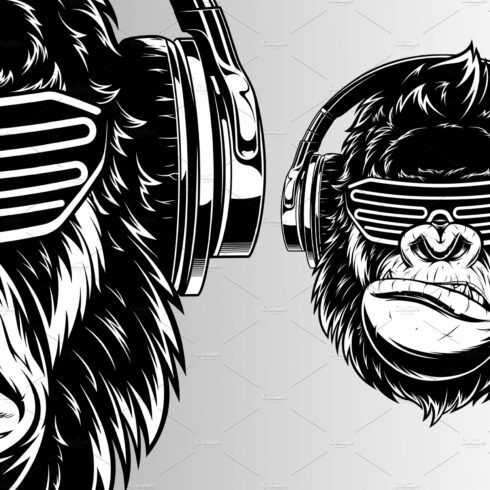 Ferocious gorilla in headphones cover image.