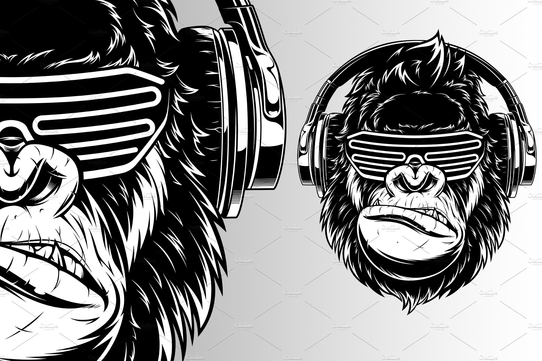 Ferocious gorilla in headphones cover image.