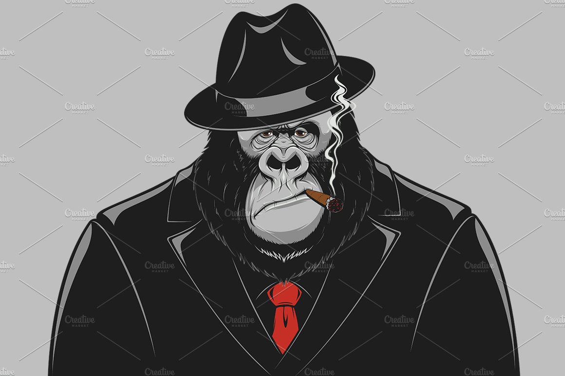 Monkey in a suit gangster cover image.