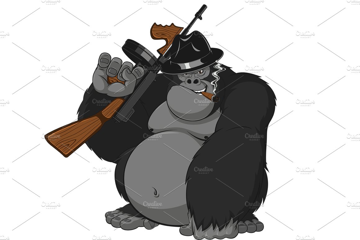 Monkey with guns preview image.